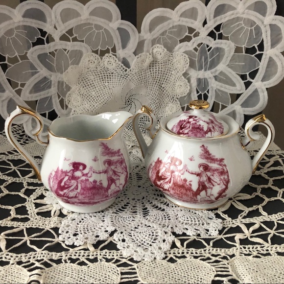 Other - Fielder Keepsakes Pink Toile Creamer and Sugar